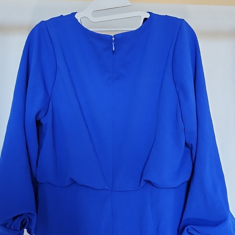 Shelby Palmer Vibrant Blue Cowl Neck Dress NWT Size 10 Wedding Guest Long Sleeve - Picture 7 of 8
